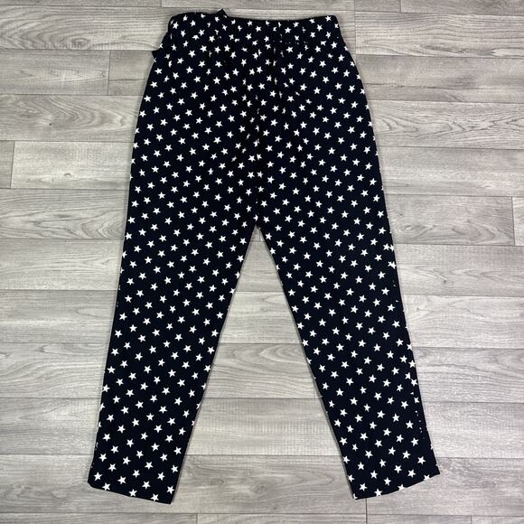 J. Crew Star Printed Tie Waist Pull On Crepe Slim Leg Pants Black sz 4 - Picture 6 of 7